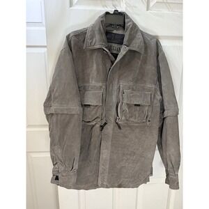 Wilsons Leather M. Julian Men's Jacket Grey Suede Leather Size S Button Up